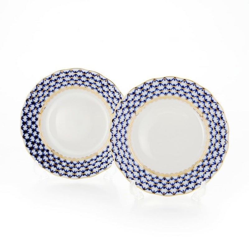 ロシア食器 インペリアル・ポーセリン コバルトネット プレート 15cm ペア