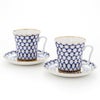 ロシア食器 インペリアル・ポーセリン コバルトネット マグ＆ソーサーセット 360ml ペア
