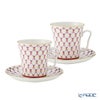 ロシア食器 インペリアル・ポーセリン ブルース（ピンクネット） マグ＆ソーサーセット 360ml ペア NEW