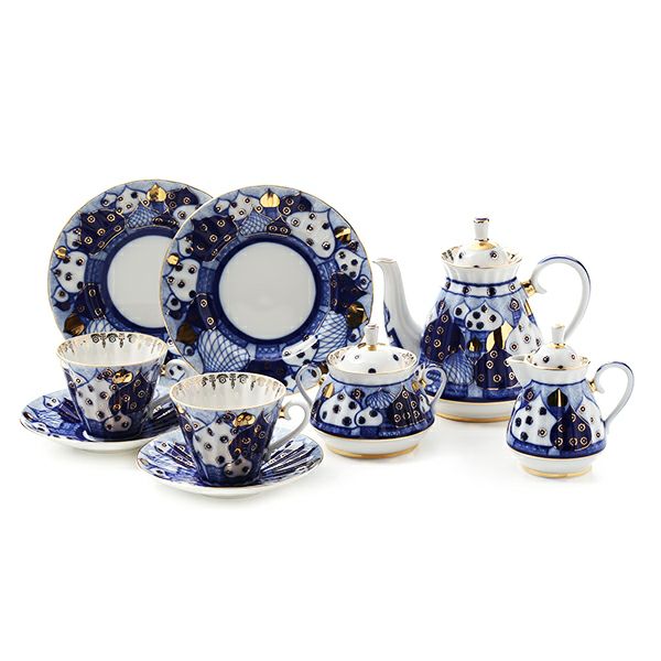 ロシア食器 インペリアル・ポーセリン ロシアンドームズ ティーセット 2人用