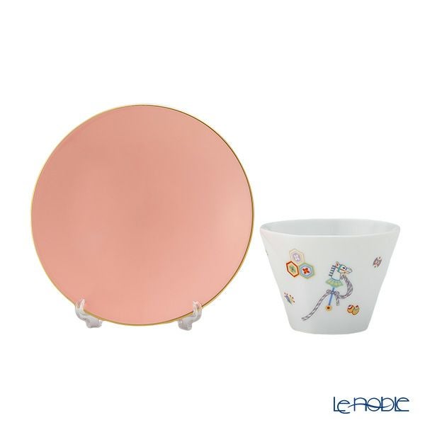 香蘭社 節句文 春駒＆鯛車 カップ130ml＆ソーサー13cm ピンク＆グリーン ペア