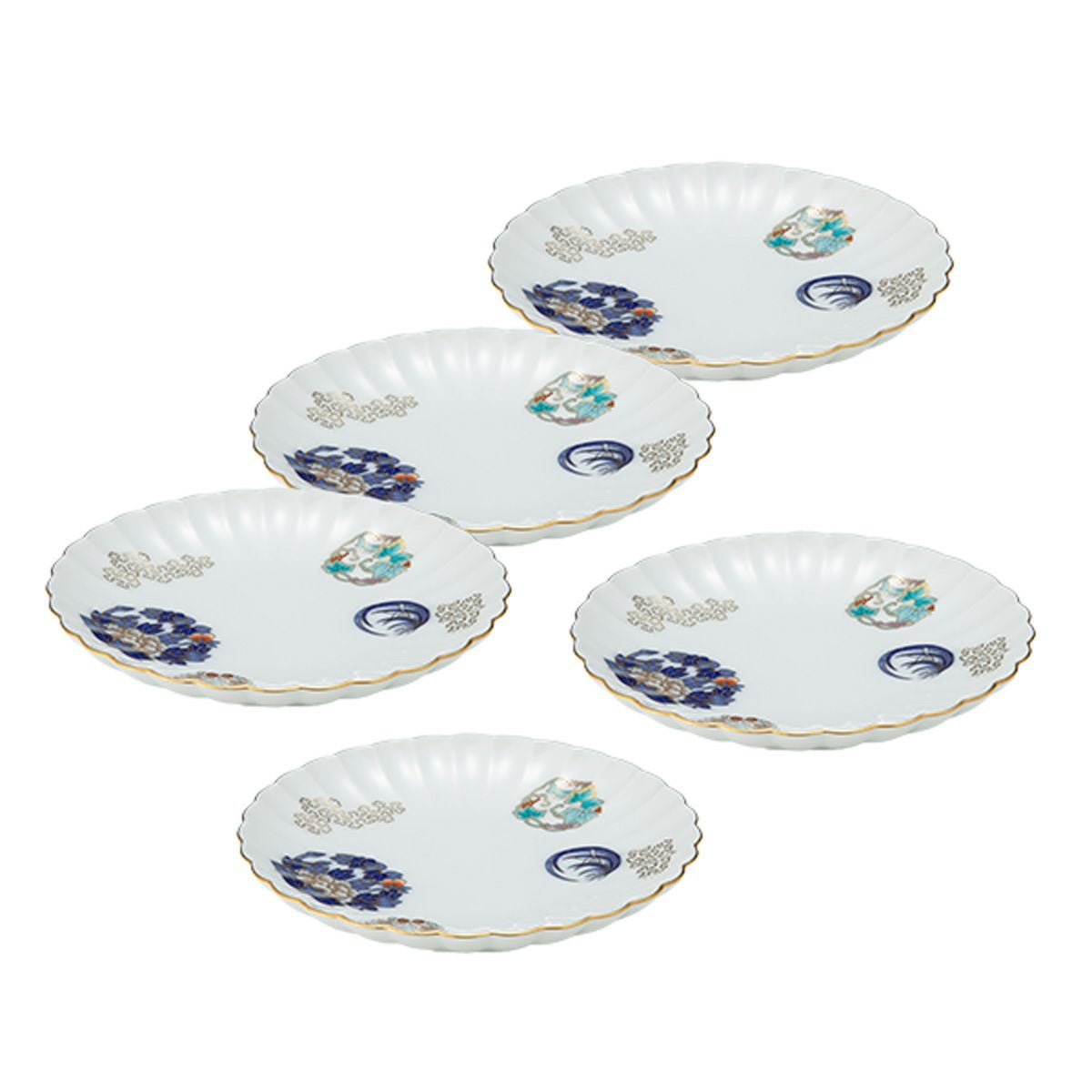 香蘭社 金ミル花丸紋 銘々皿 13.5cm 5枚セット