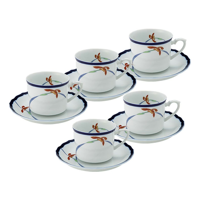 香蘭社 オーキッドレース コーヒーカップ＆ソーサー 200ml 5客セット