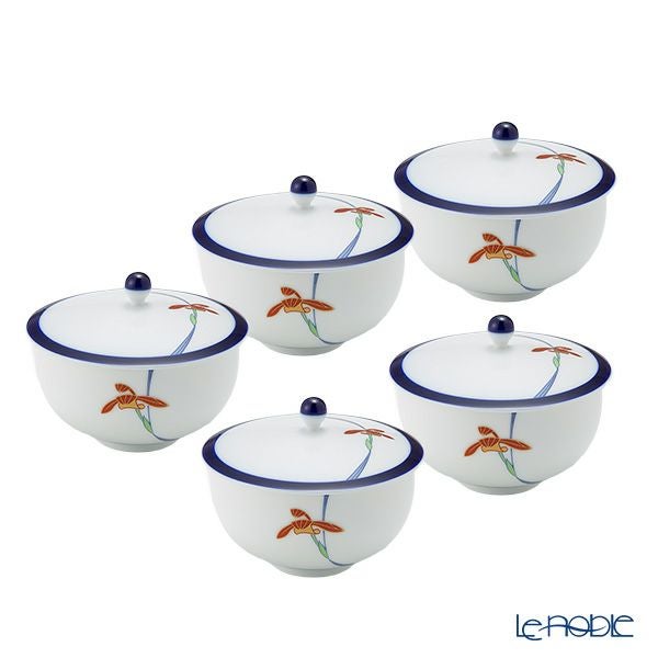 香蘭社 オーキッドレース 蓋付湯呑み 170ml 5客セット