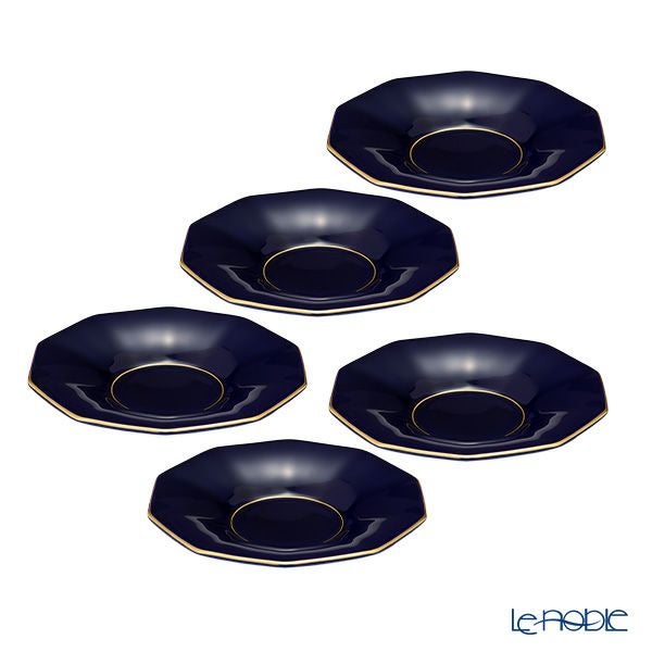 香蘭社 ルリ 十角形茶托 5枚セット