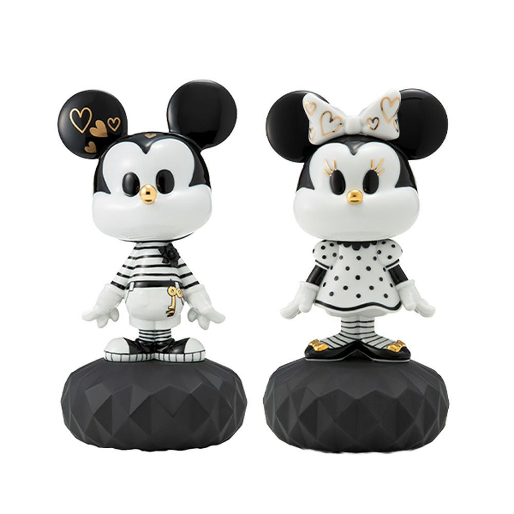リヤドロ ミッキーマウス ＆ ミニーマウス（Black ＆White） ペア 09601 ＆ 09707