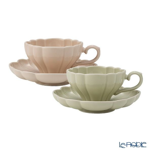 マルミツポテリ スタジオエム ルブケ カップ＆ソーサー 190ml ペールグリーン＆ペールピンク ペア