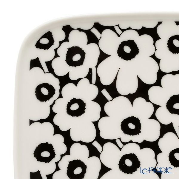 マリメッコ（marimekko） Unikko ウニッコ／けしの花 60thアニバーサリーコレクション 2ピースセット マグカップ＆プレート15.5×12.5cm ブラック×ホワイト
