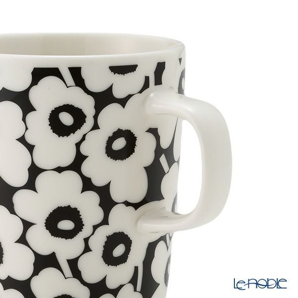 マリメッコ（marimekko） Unikko ウニッコ／けしの花 60thアニバーサリーコレクション マグカップ 250ml ペア ブラック×ホワイト 柄違い
