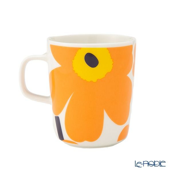 マリメッコ（marimekko） Unikko ウニッコ／けしの花 60thアニバーサリーコレクション マグカップ ホワイト×オレンジ×イエロー 250ml 柄違い ペア