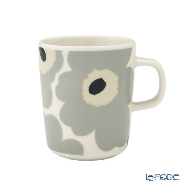 マリメッコ（marimekko） Unikko ウニッコ／けしの花 2点セット マグカップ250ml ＆ プレート13.5cm ライトグレー×サンド