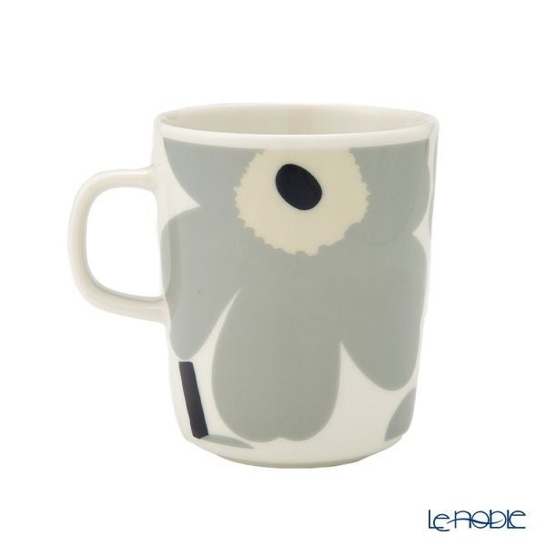 マリメッコ（marimekko） Unikko ウニッコ／けしの花 2点セット マグカップ250ml ＆ プレート13.5cm ライトグレー×サンド