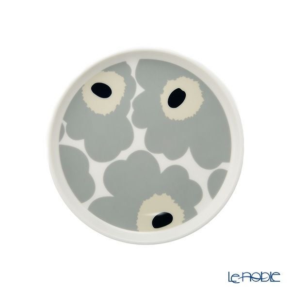 マリメッコ（marimekko） Unikko ウニッコ／けしの花 2点セット マグカップ250ml ＆ プレート13.5cm ライトグレー×サンド