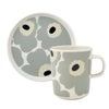 マリメッコ（marimekko） Unikko ウニッコ／けしの花 2点セット マグカップ250ml ＆ プレート13.5cm ライトグレー×サンド