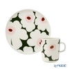 マリメッコ（marimekko） Unikko ウニッコ／けしの花 2点セット プレート 20cm ＆ マグカップ 250ml ホワイト×ダークグリーン