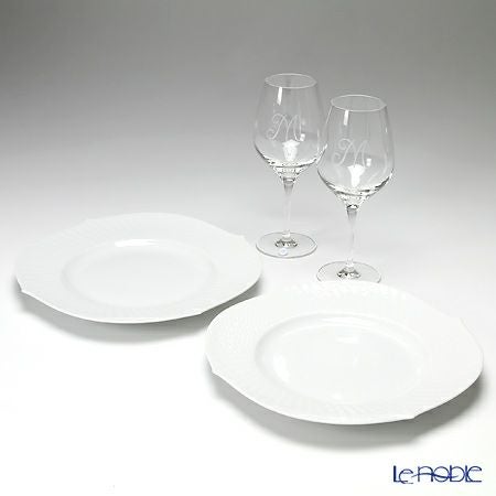 マイセン（Meissen） 波の戯れホワイト＆マイセンクリスタル 2人用 フレンチ＆ワイン ディナー4点セット