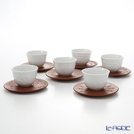 マイセン（Meissen） 歴代レリーフ 1984年から1989年 白磁カップ＆ベットガーセッ器ソーサー 6客セット