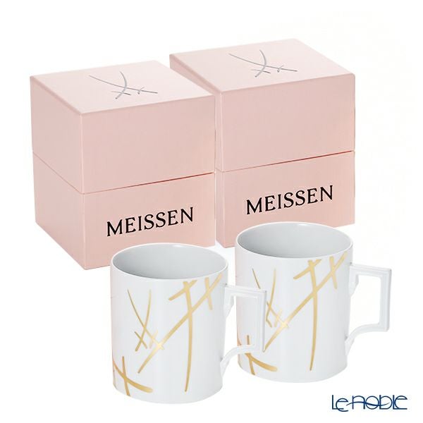 マイセン（Meissen） 剣マーク スタイル（ゴールド） マグカップ 240ml／高さ9cm ペア 77a042／55810