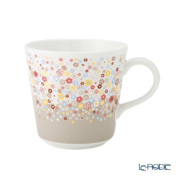 ナルミ ポーチュラカ 2ピースセット マグカップ 340ml ＆プレート21cm グレー