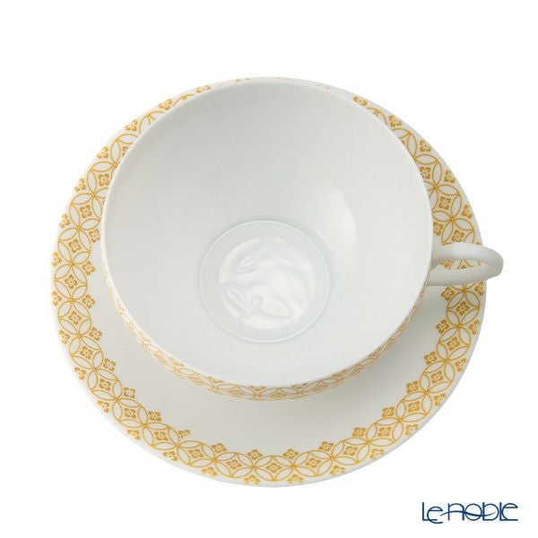 西川貞三郎商店 NISHIKAWA JAPAN KATA ティーカップ＆ソーサー220ml ＆ ティーポット800ml 天花 マット イエロー／七宝文様 セット