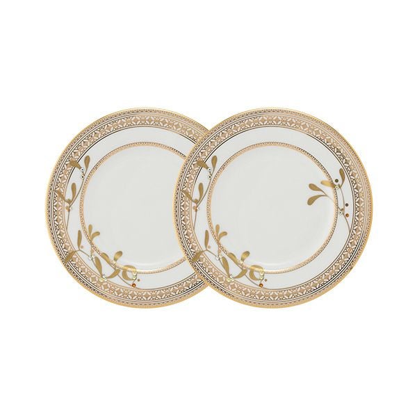 プラウナ ジュエリー スワロフスキーエレメント ゴールデンリーブス プレート 17cm ペア