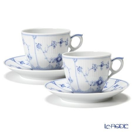 ロイヤルコペンハーゲン（Royal Copenhagen） ブルー フルーテッド プレイン コーヒーカップ＆ソーサー 160ml ペア 1101071／1017173