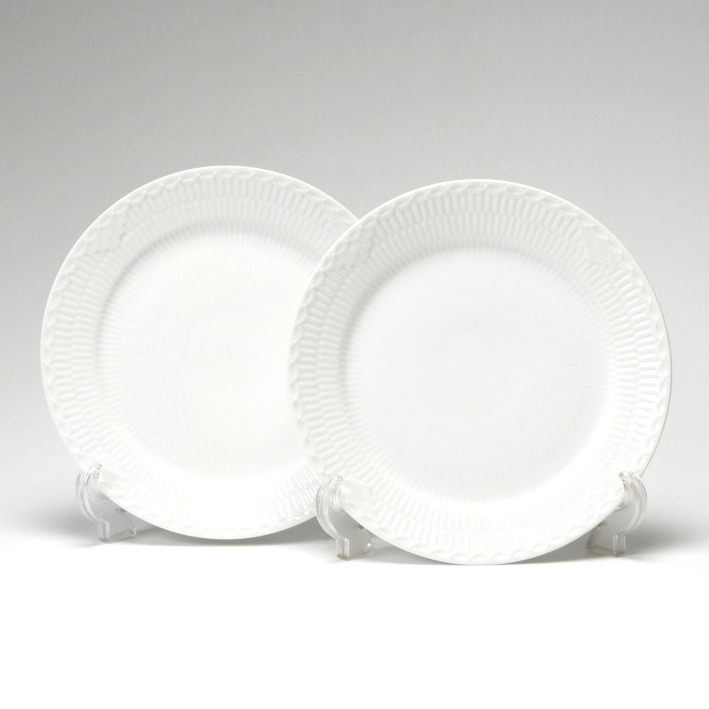 ロイヤルコペンハーゲン（Royal Copenhagen） ホワイト フルーテッド ハーフレース プレート（フラット） 25cm ペア 1128625／1017295