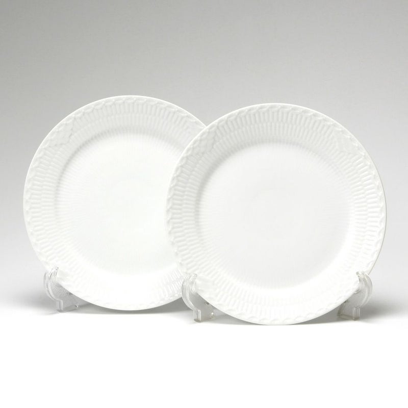 ロイヤルコペンハーゲン（Royal Copenhagen） ホワイト フルーテッド ハーフレース プレート（フラット） 25cm ペア 1128625／1017295
