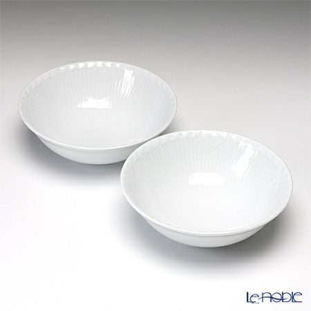 ロイヤルコペンハーゲン（Royal Copenhagen） ホワイト フルーテッド ハーフレース ボウル 5×15.5cm ペア 1128574／1017288