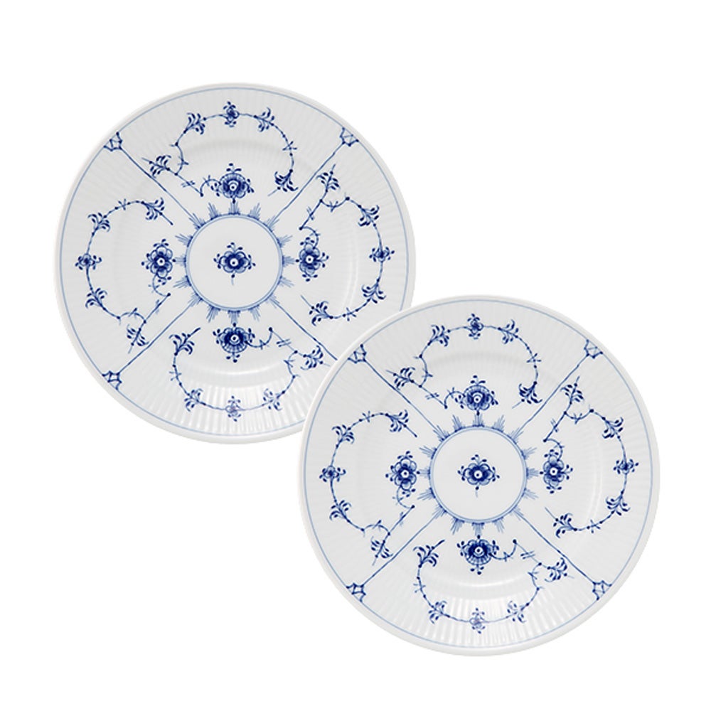 ロイヤルコペンハーゲン（Royal Copenhagen） ブルー フルーテッド プレイン プレート 17cm ペア 1101617／1017198