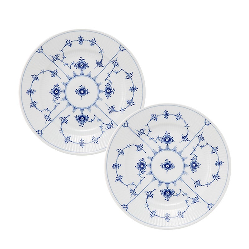 ロイヤルコペンハーゲン（Royal Copenhagen） ブルー フルーテッド プレイン プレート 17cm ペア 1101617／1017198