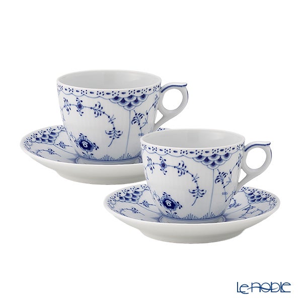 ロイヤルコペンハーゲン（Royal Copenhagen） ブルー フルーテッド ハーフレース コーヒーカップ＆ソーサー 170ml ペア 1102071／1017205