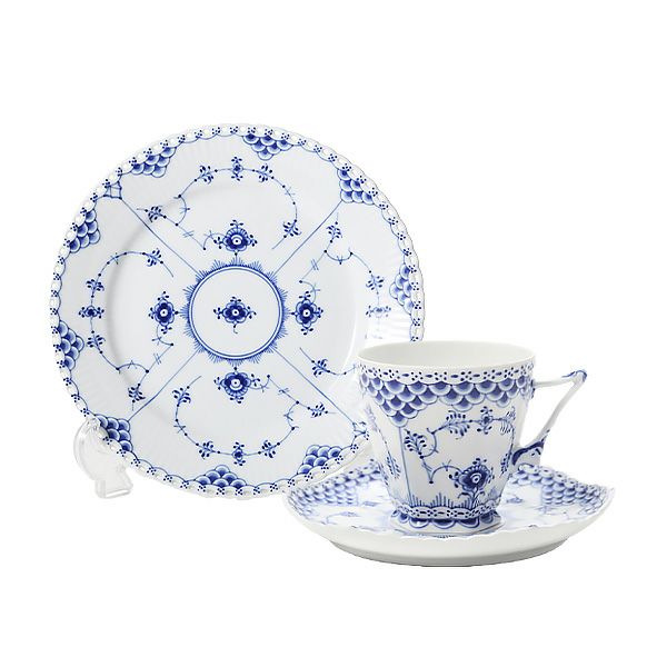 ロイヤルコペンハーゲン（Royal Copenhagen） ブルー フルーテッド フルレース トリオセット コーヒー