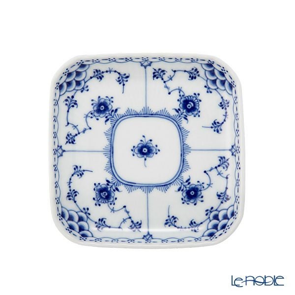 ロイヤルコペンハーゲン（Royal Copenhagen） ブルー フルーテッド ハーフレース スクエアディッシュ 10.5cm ＆ 21cm 2点セット