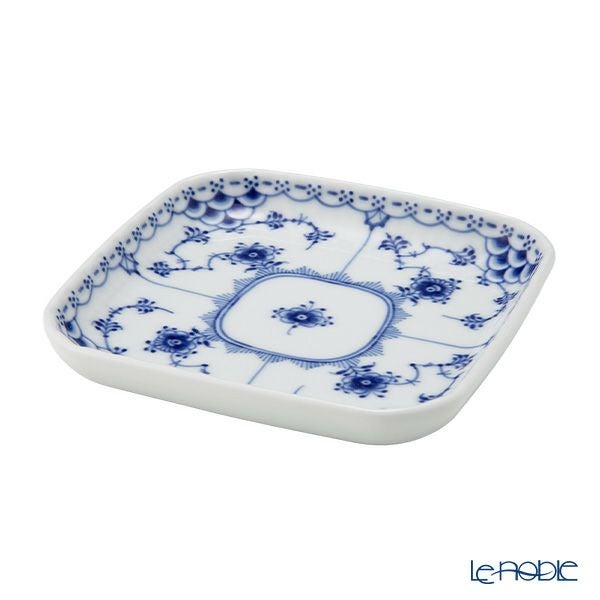 ロイヤルコペンハーゲン（Royal Copenhagen） ブルー フルーテッド ハーフレース スクエアディッシュ 10.5cm ＆ 21cm 2点セット