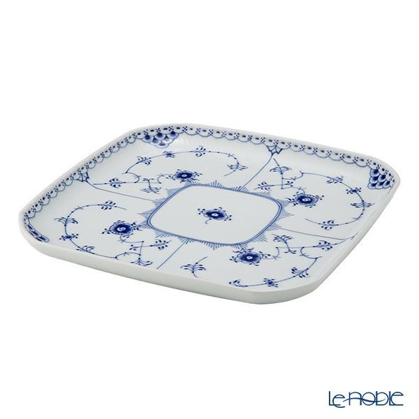 ロイヤルコペンハーゲン（Royal Copenhagen） ブルー フルーテッド ハーフレース スクエアディッシュ 10.5cm ＆ 21cm 2点セット