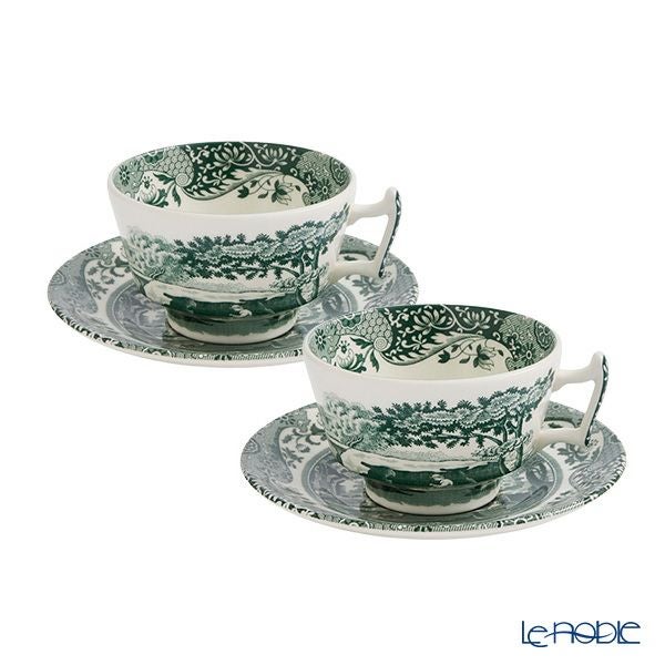 スポード グリーンイタリアン ティーカップ＆ソーサー 200ml ペア