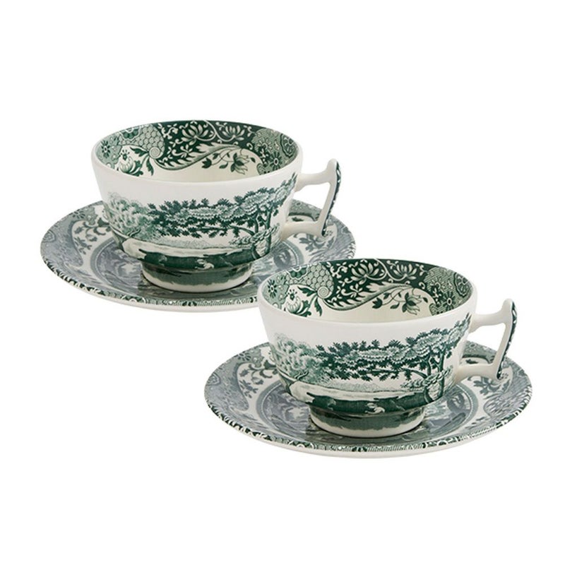 スポード グリーンイタリアン ティーカップ＆ソーサー 200ml ペア