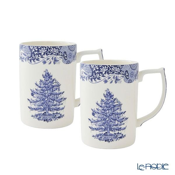 スポード ブルーイタリアン クリスマスツリー マグカップ 340ml ペア