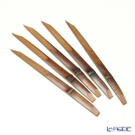 高野竹工 和菓子5客組セット さくら 杉小皿＆本煤竹楊枝節付