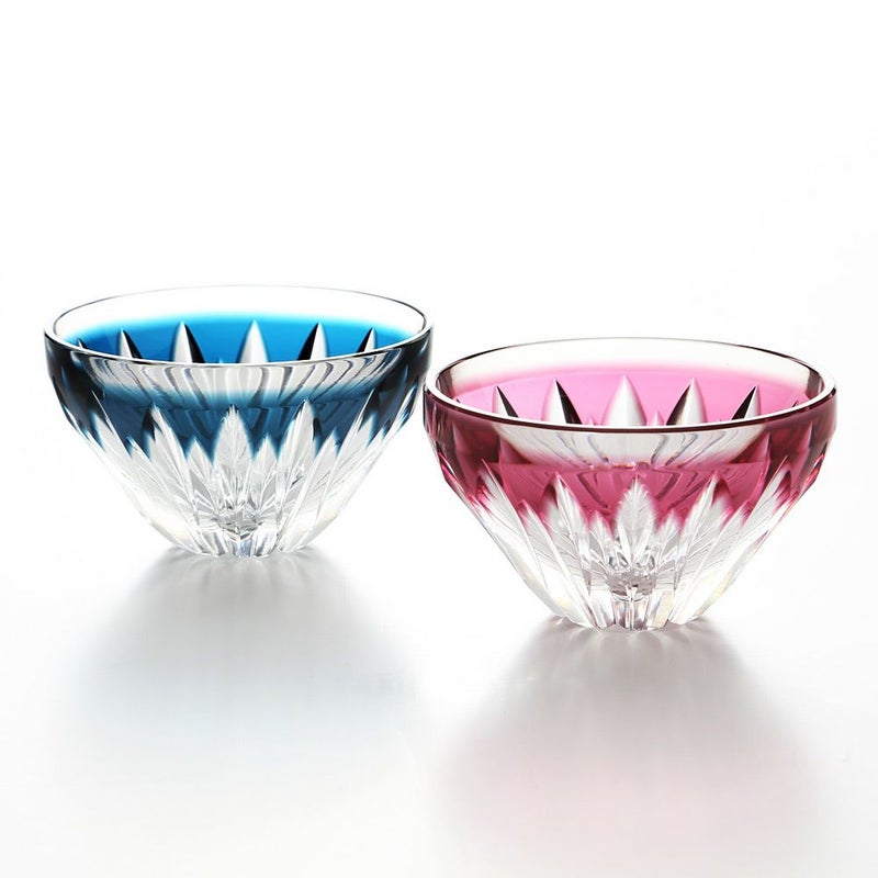 薩摩切子 富士盃 80ml ペア 赤富士（金赤） 20901＆青富士（藍） 20906