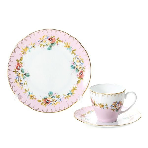 ニナス オリジナル マリーアントワネット 1775 トリオセット A （ピンクふちプレート）