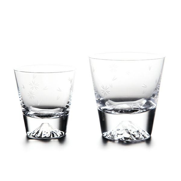 【伝統工芸】田島硝子 富士山グラス ロックグラス 桜切子 大小 2点セット