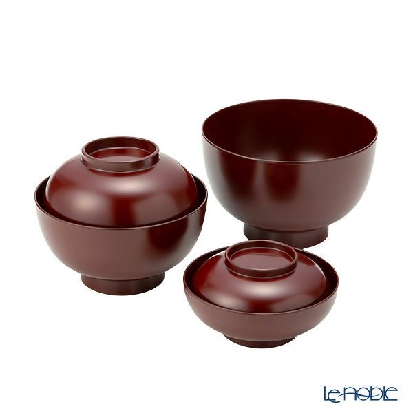 井助 漆器 応量器（応量椀） 入れ子椀 ペア 黒＆朱 木紛加工品／漆塗り NC-544