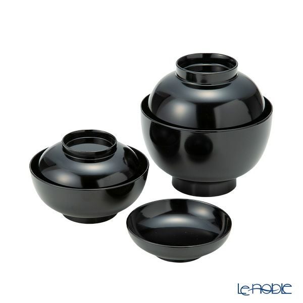 井助 漆器 応量器（応量椀） 入れ子椀 ペア 黒＆朱 木紛加工品／漆塗り NC-544