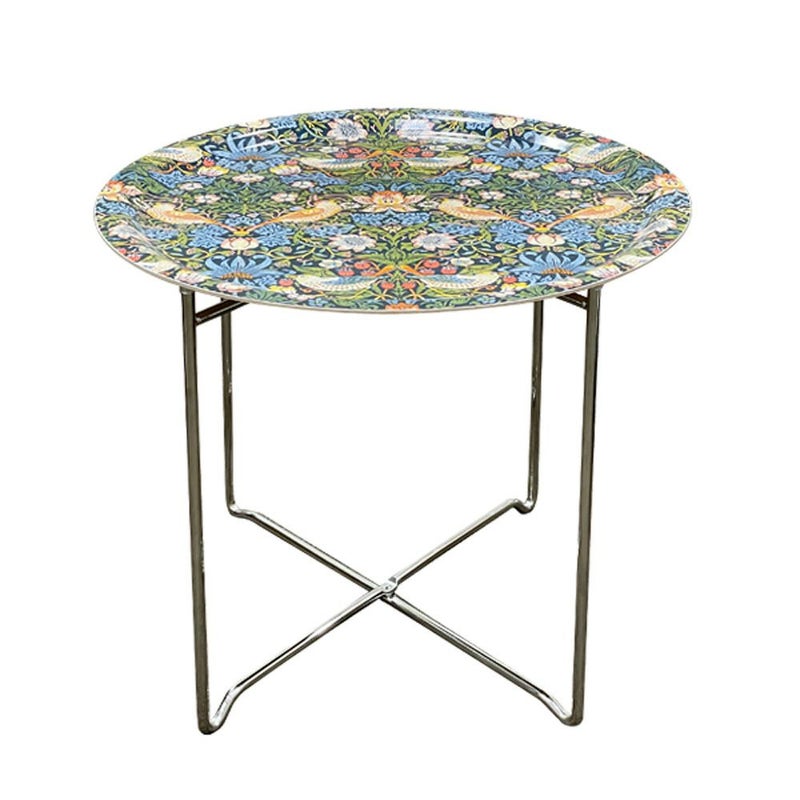 ary オーリー ウィリアムモリス／いちご泥棒 折りたたみ式トレイテーブル／サイドテーブル 丸 49cm