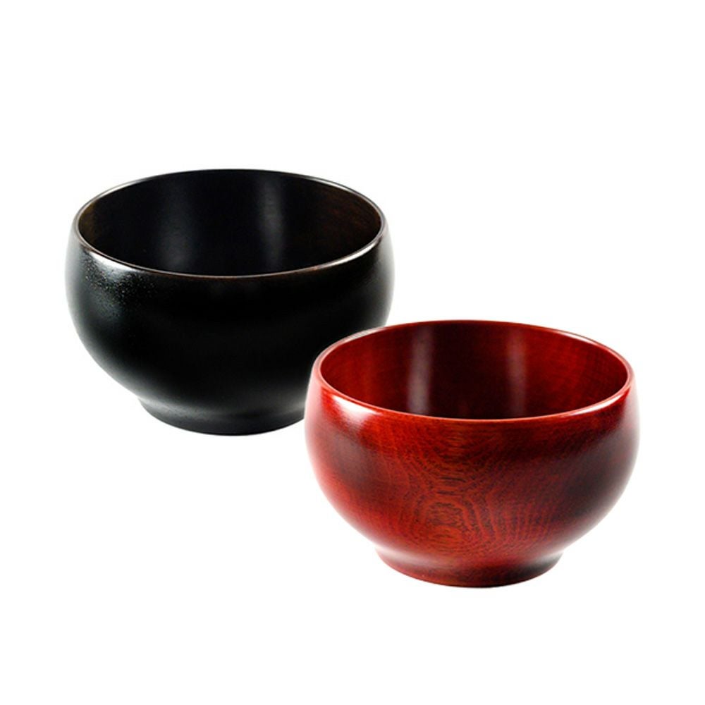 井助 ひなこ椀 栃 ペア 黒＆茜 木製 漆塗り直径10×高さ6cm 3.3寸 MV