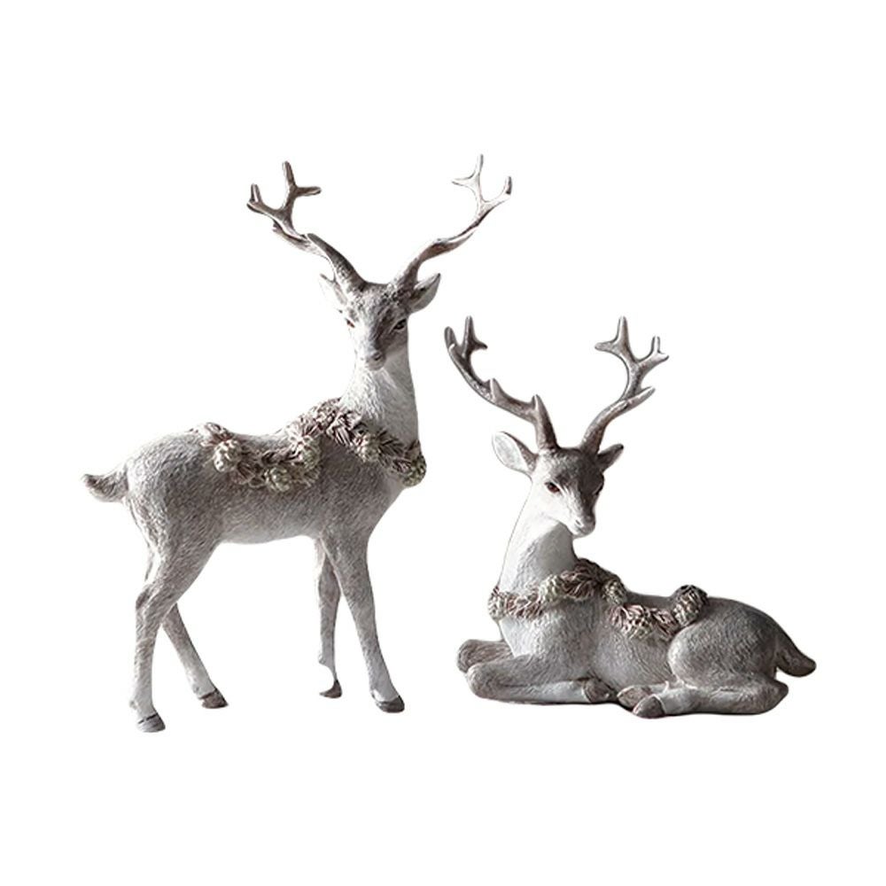 ハルモニア クリスマスオブジェ ウインターフォレスト ディア（トナカイ）ペア A2 立ち＆座り HM-011303 ポリレジン製