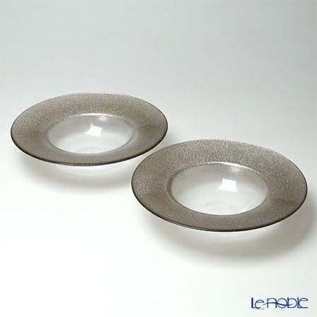 Vetro Felice ヴェトロ フェリーチェ グリッター リムボウル 26cm ジンジャー＆クリア ペア