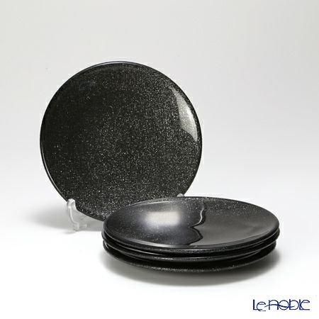 Vetro Felice ヴェトロ フェリーチェ グリッター プレート 14cm ダークグレイ 4枚セット
